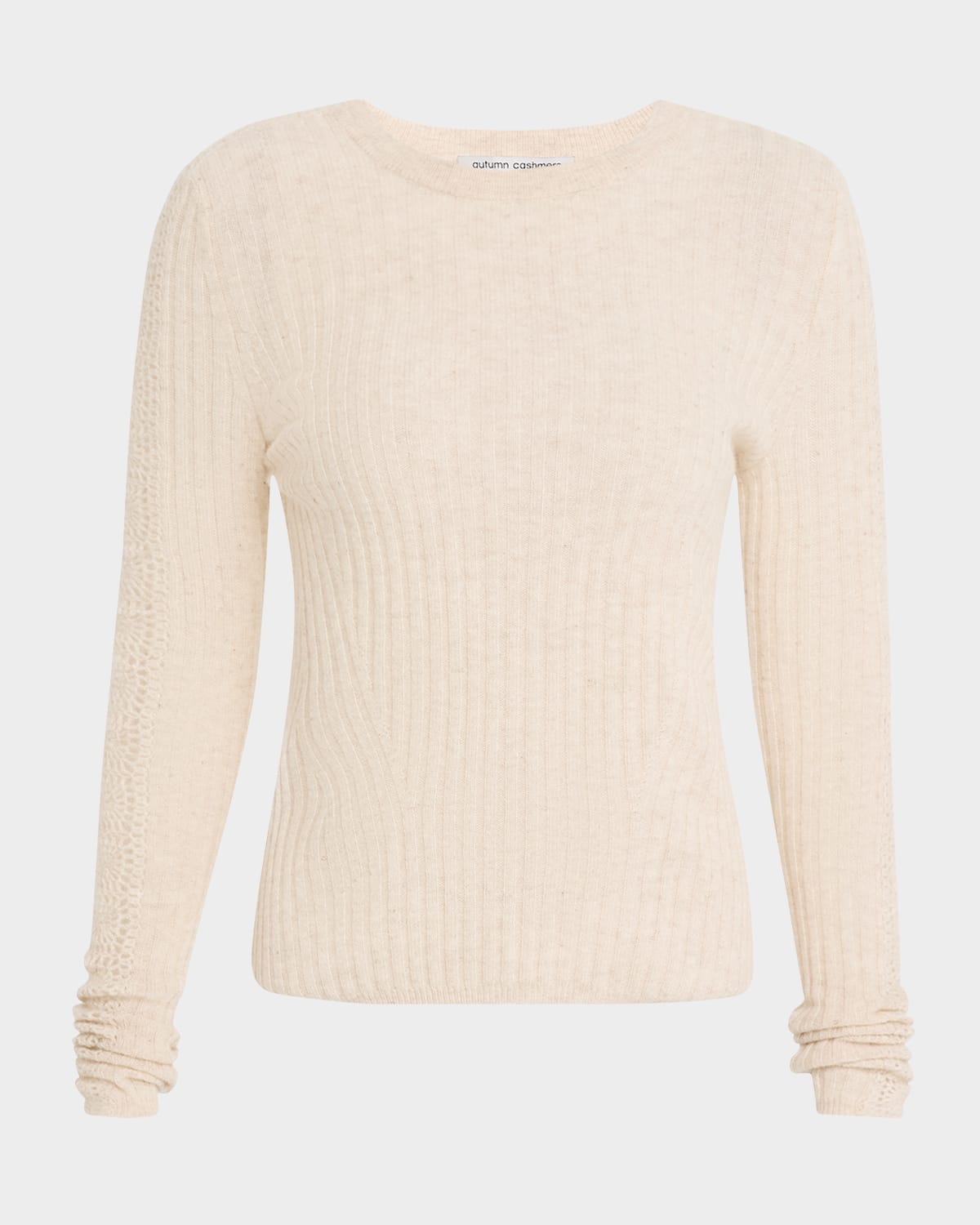 Shop Autumn Cashmere Crewneck Crochet-insert Cashmere Sweater In Mojave