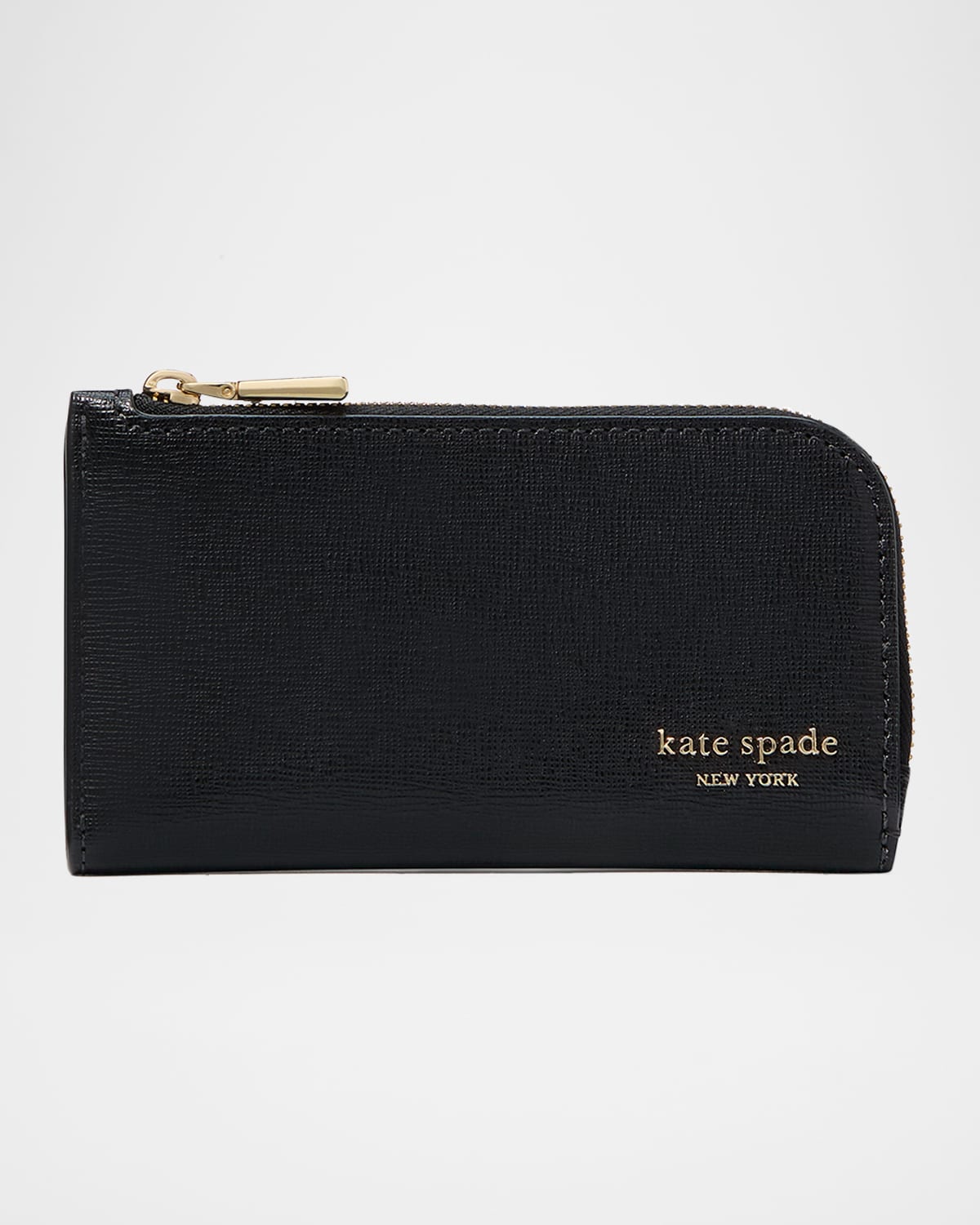 Kate Spade Devin Glitter Edge Saffiano Leather Slim Bifold Wallet In Black