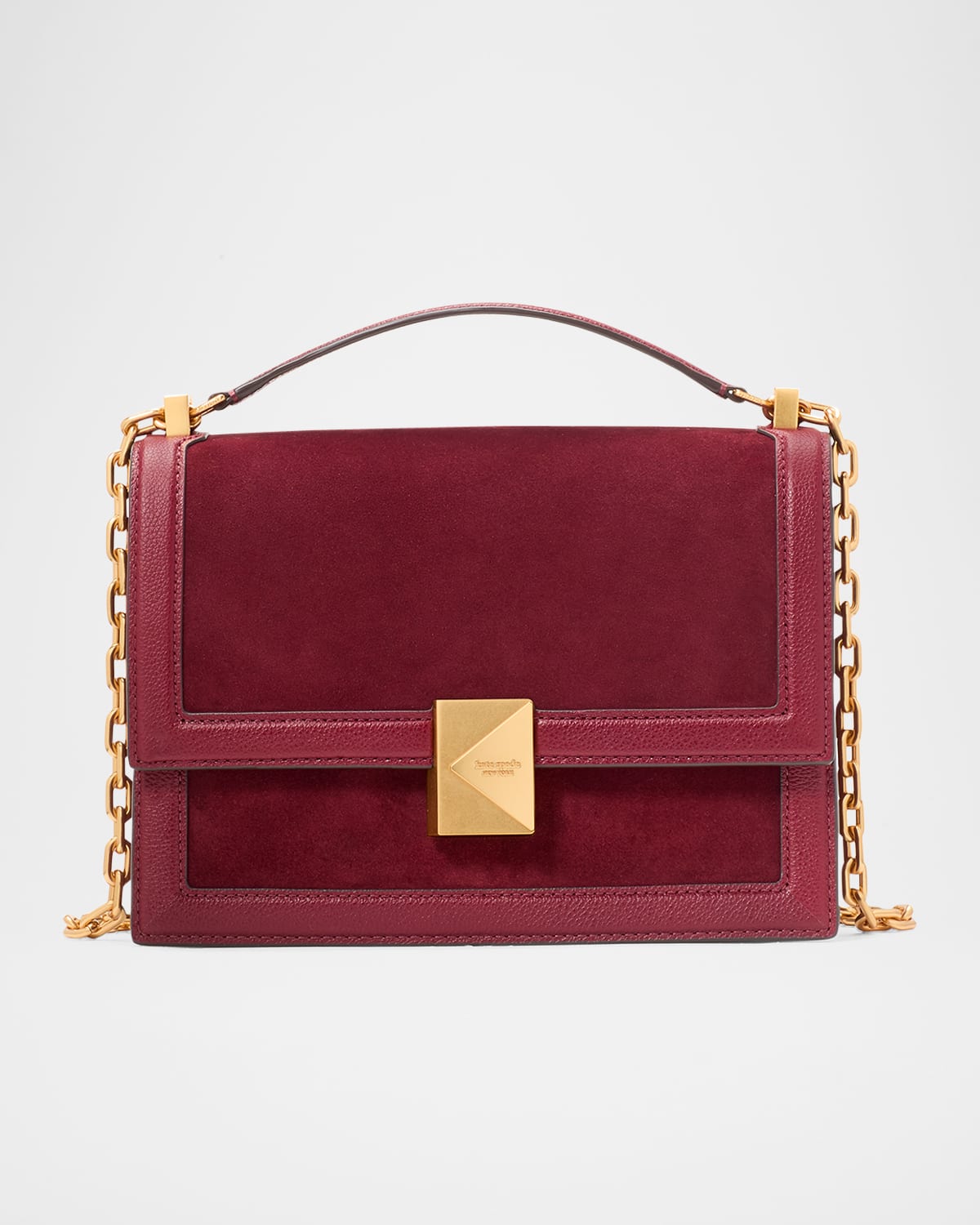 Kate Spade Deco Pebbled Leather & Suede Shoulder Bag In Cherry Juice Multi