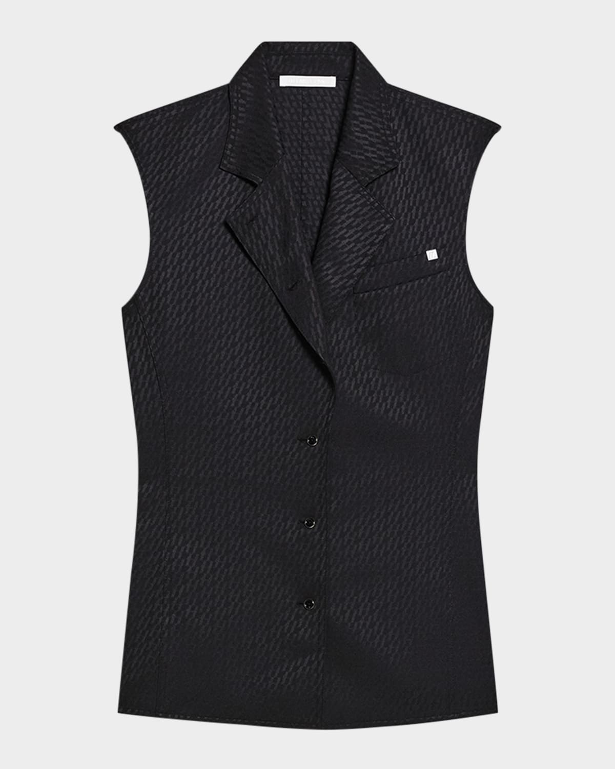 Helmut Lang Modest Logo Jacquard Vest In Blkblk