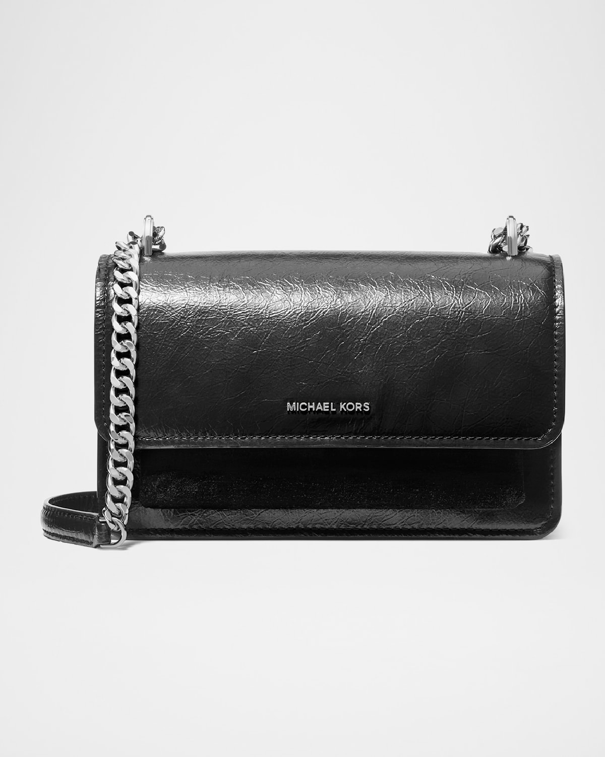 MICHAEL MICHAEL KORS CLAIRE LARGE CRINKLED LEATHER SHOULDER BAG 
