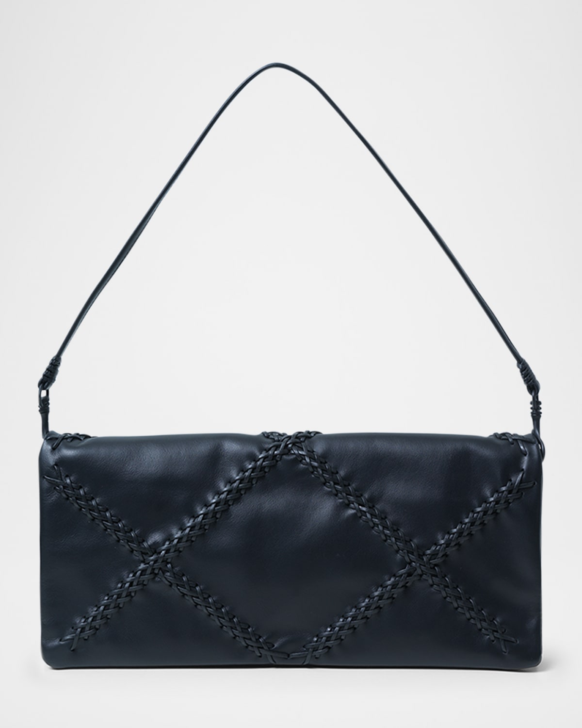 Fold-Over Flap Leather Shoulder Bag
