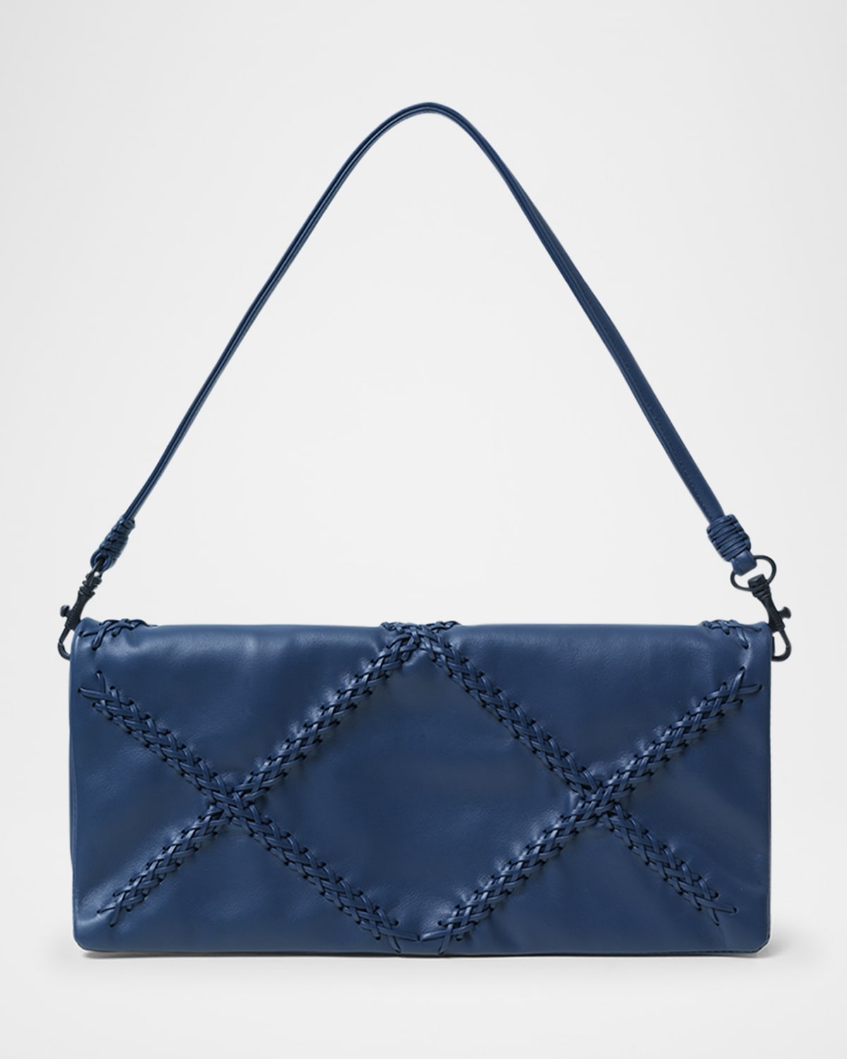 Fold-Over Flap Leather Shoulder Bag