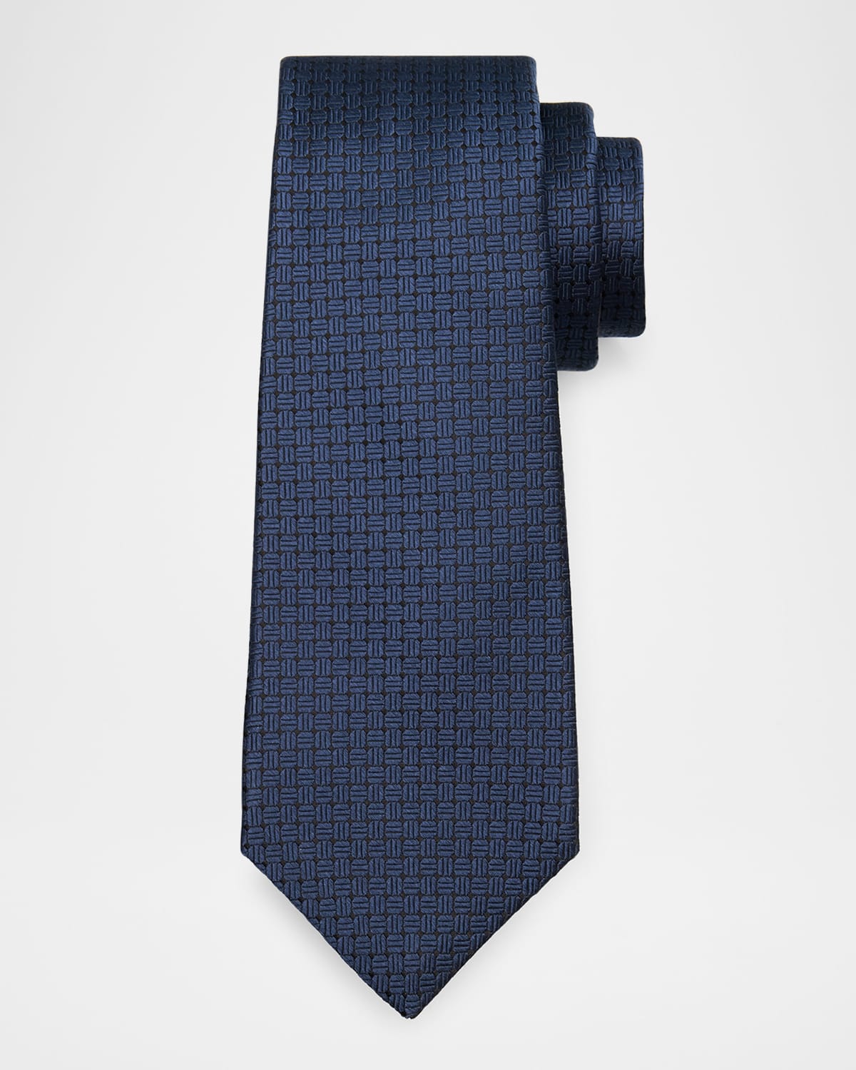Kiton Men's Jacquard Oval Silk Tie In Navy