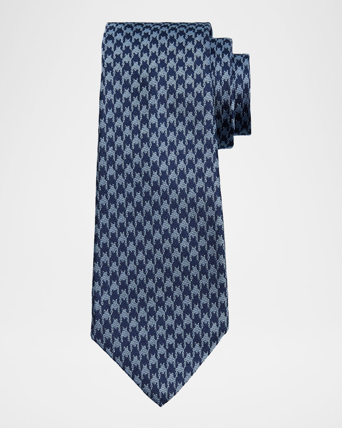 Kiton Men's Houndstooth Silk Tie In Blu
