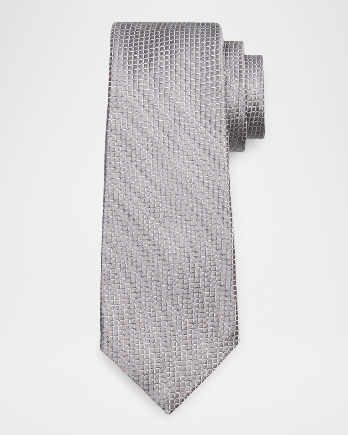 Kiton Men's Textured Neat Silk Tie In Gry