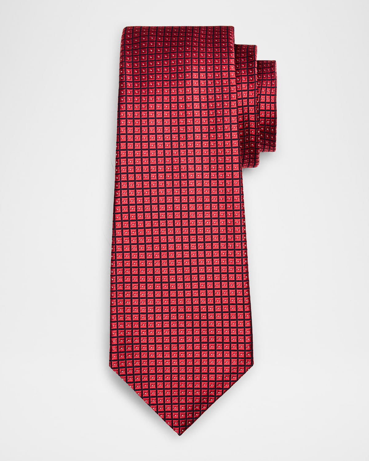 Kiton Men's Geometric Silk Jacquard Tie In Red