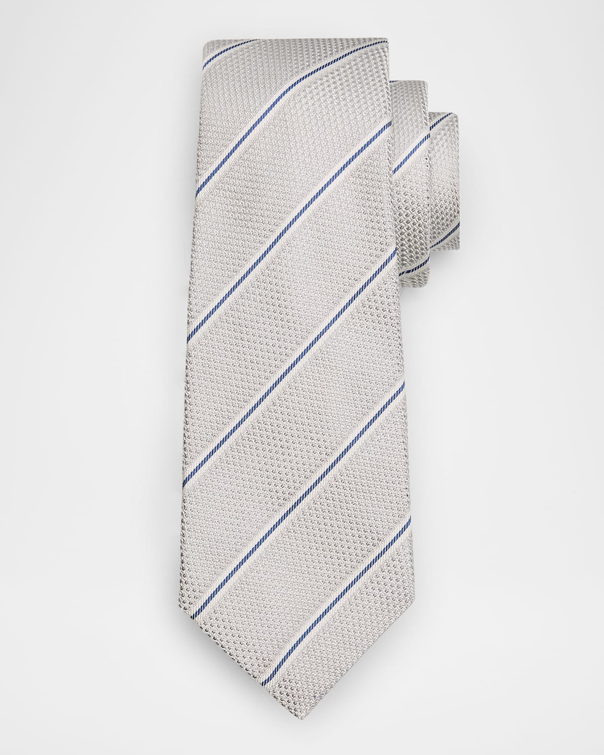 Kiton Men's Textured Stripe Silk Tie In Gry Mult