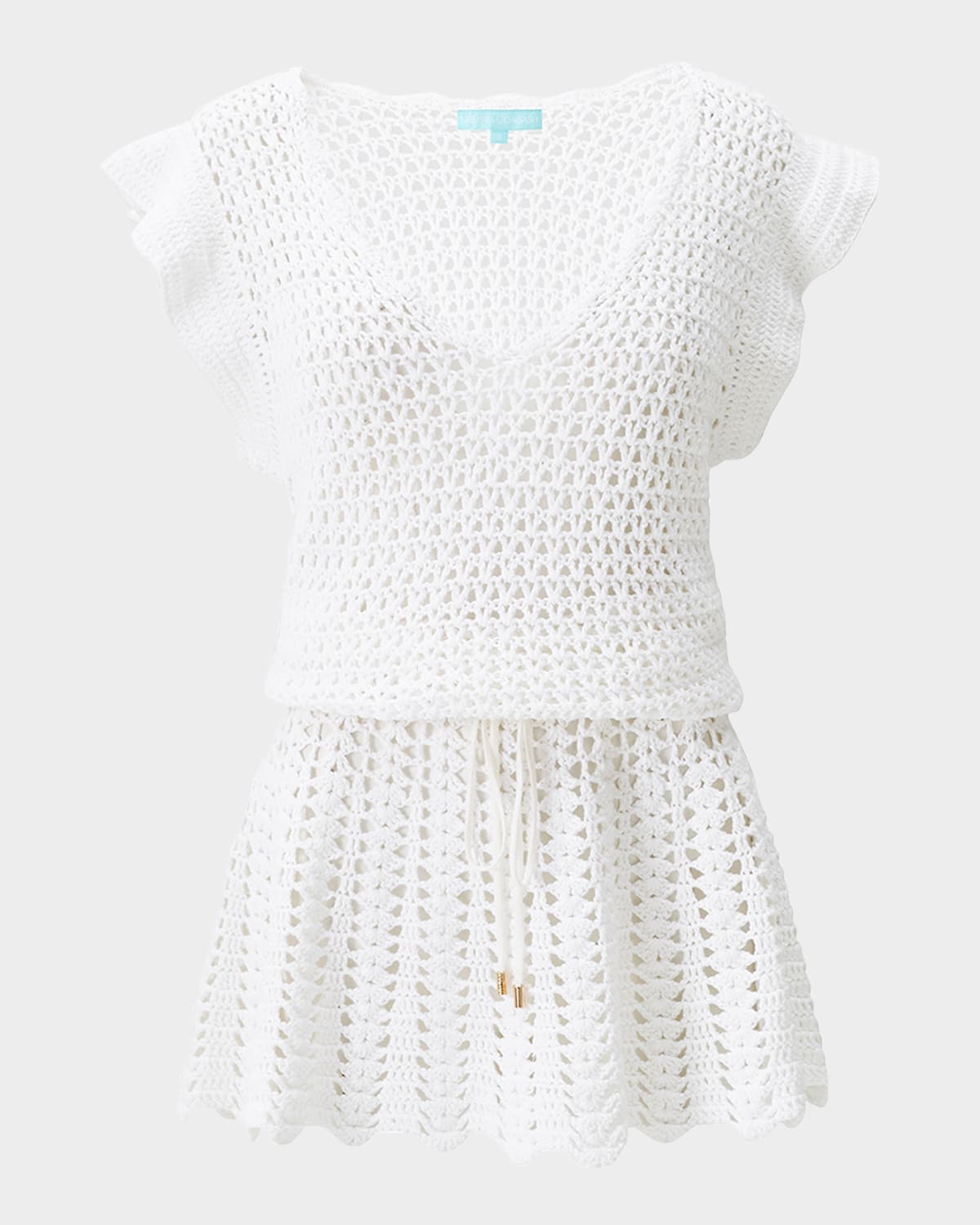 Melissa Odabash Annalise Crochet-knit Mini Dress In White Knit