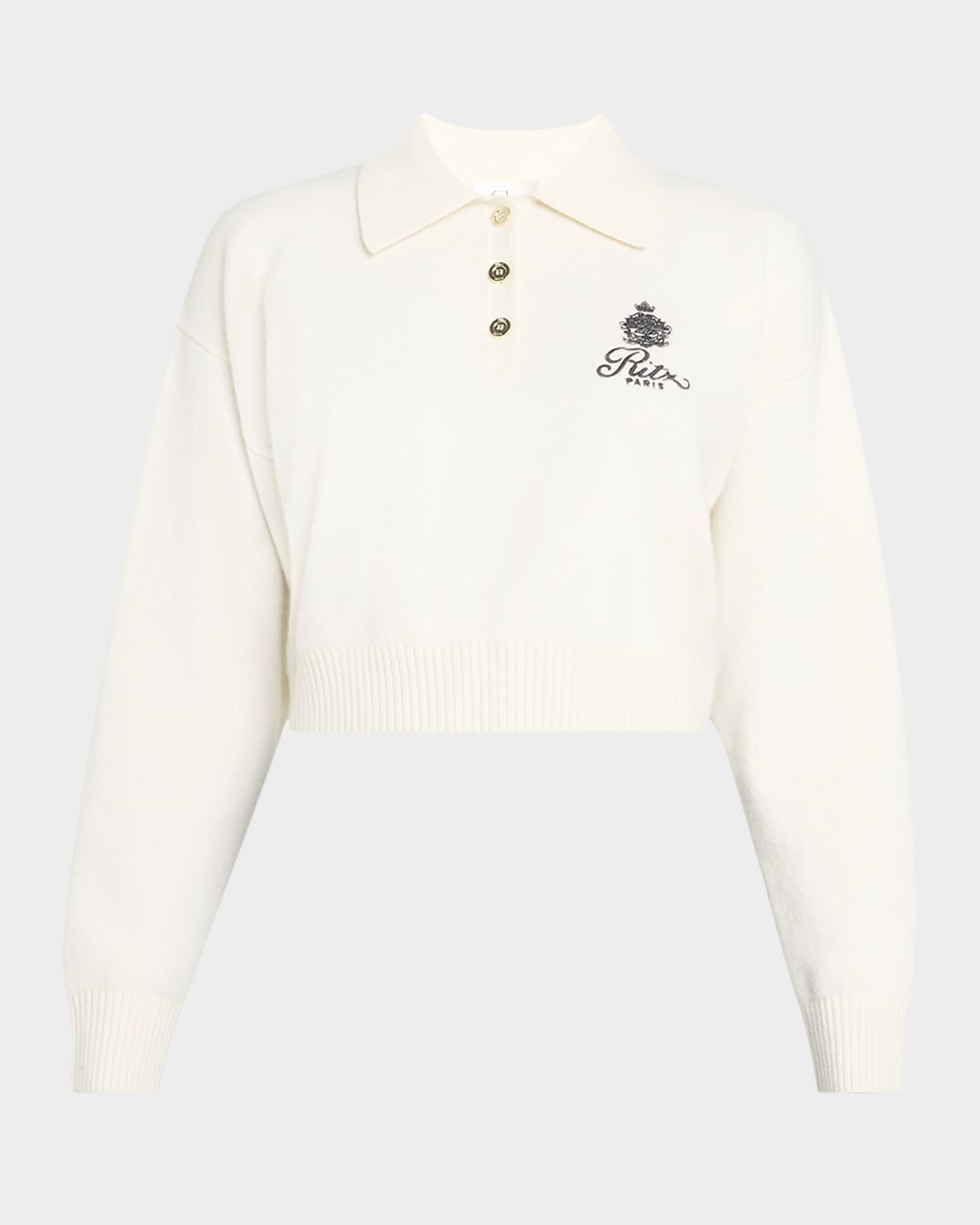 FRAME X RITZ PARIS CREST CASHMERE POLO SWEATER 