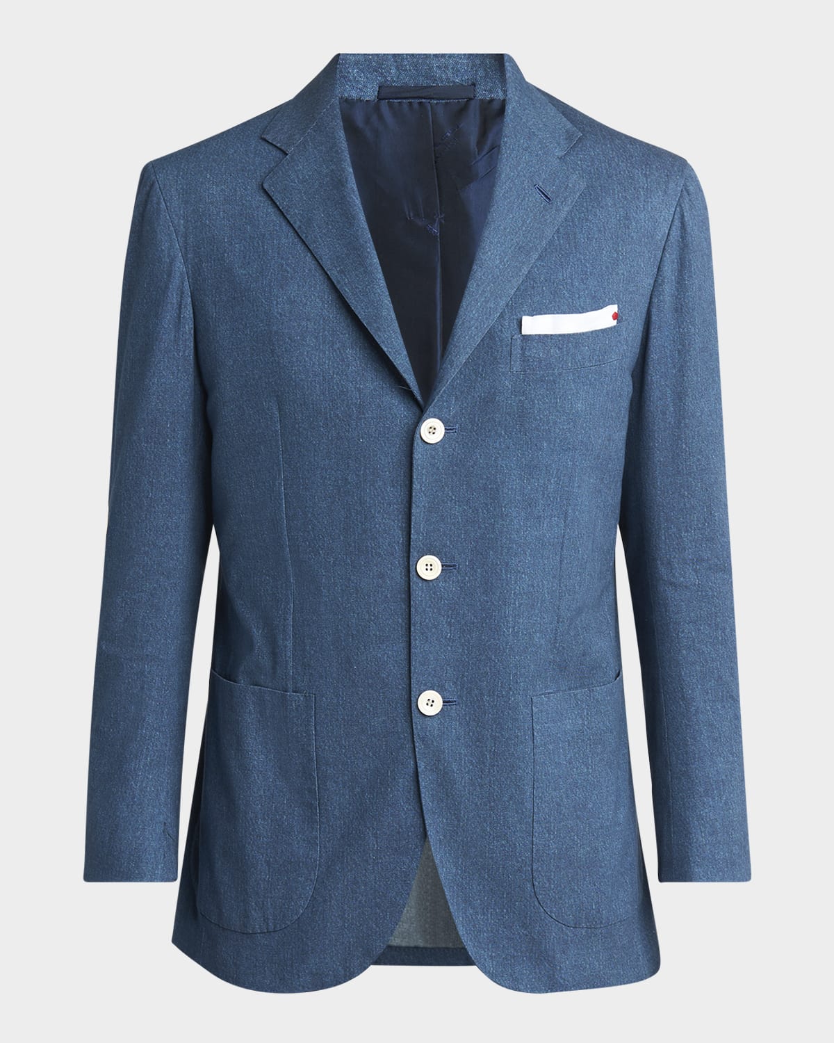 KITON MEN'S DENIM-EFFECT PRINTED BLAZER 