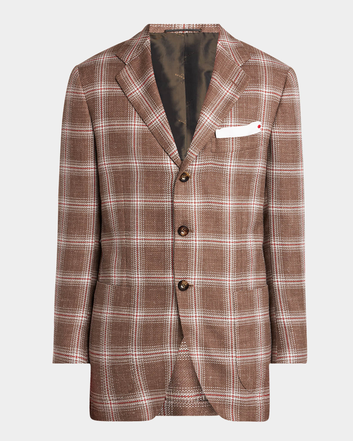 Kiton Men's Cashmere-blend Plaid Sport Coat In Brwn Mult