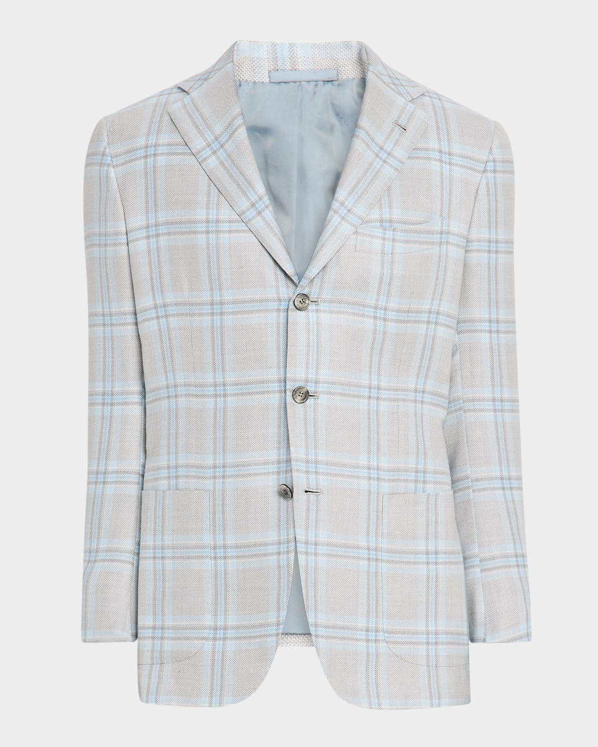Kiton Men's Check Sport Coat In Blu Mult