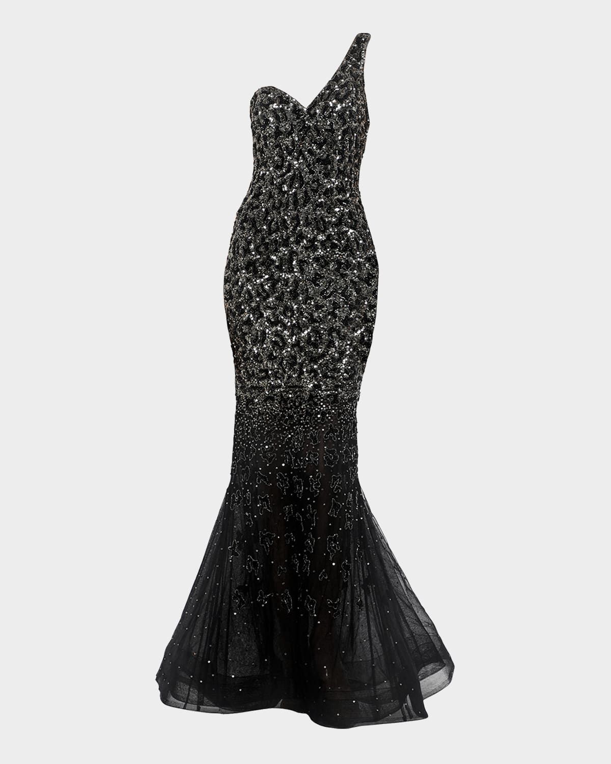 Zsa Zsa Degrade Sequined One-Shoulder Mermaid Gown