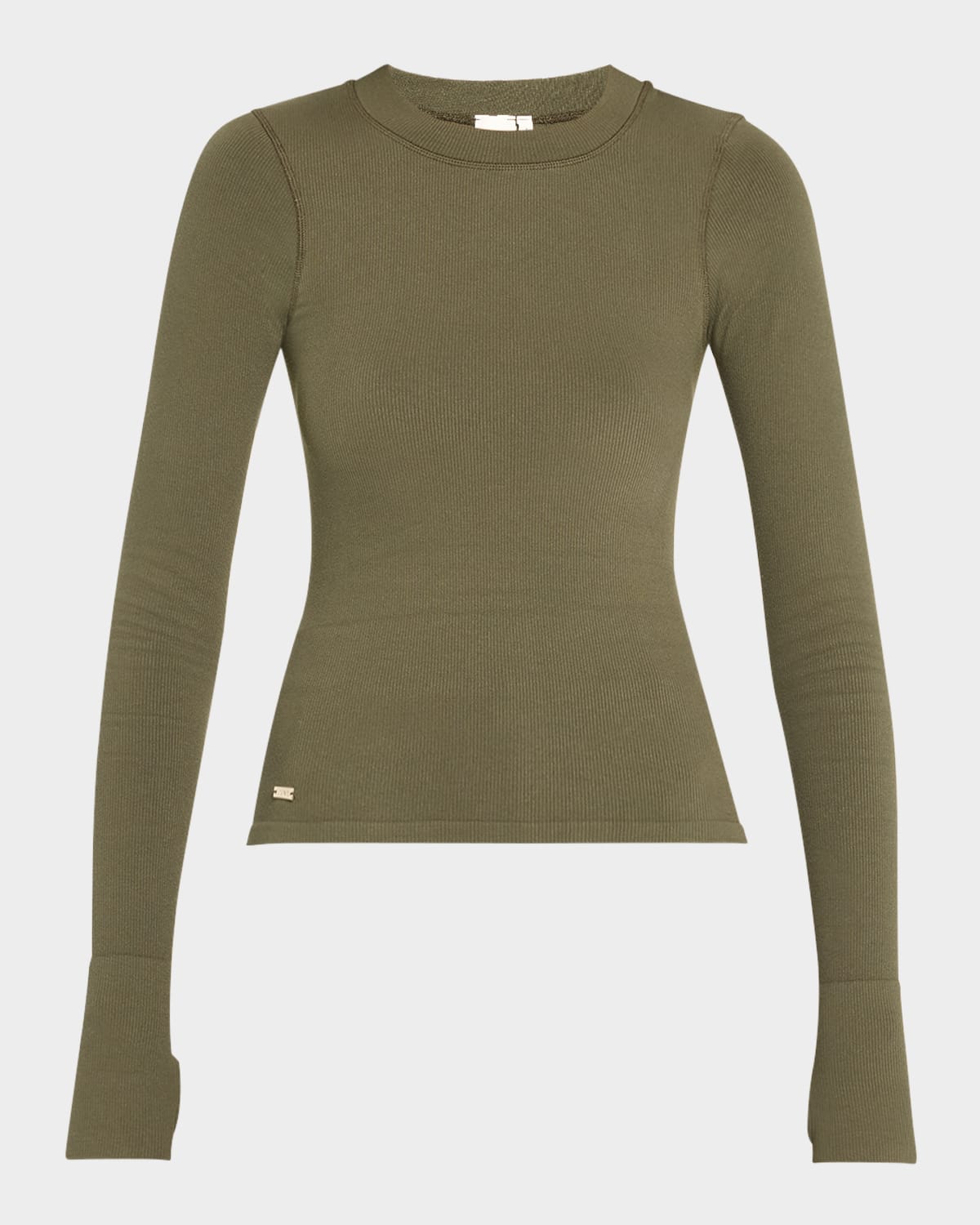 Shop Lune Active Maia Micromodal Soft Rib Long-sleeve Shirt In Deep Moss
