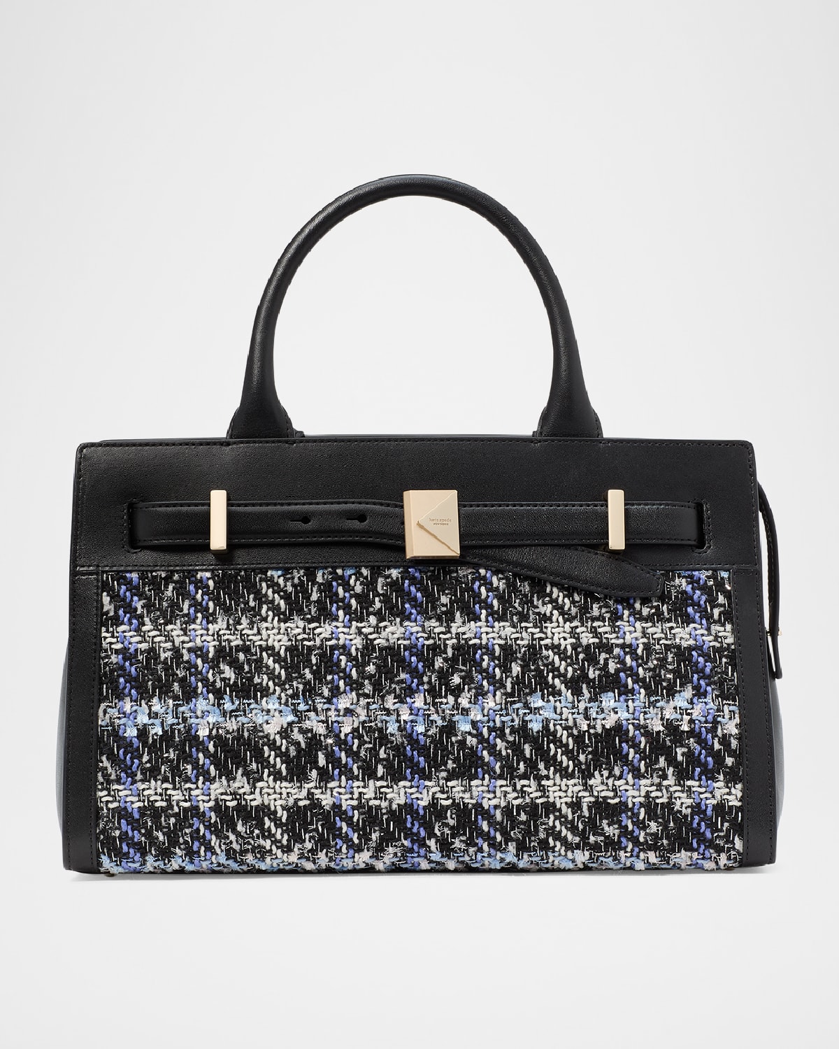 deco plaid tweed crossbody bag