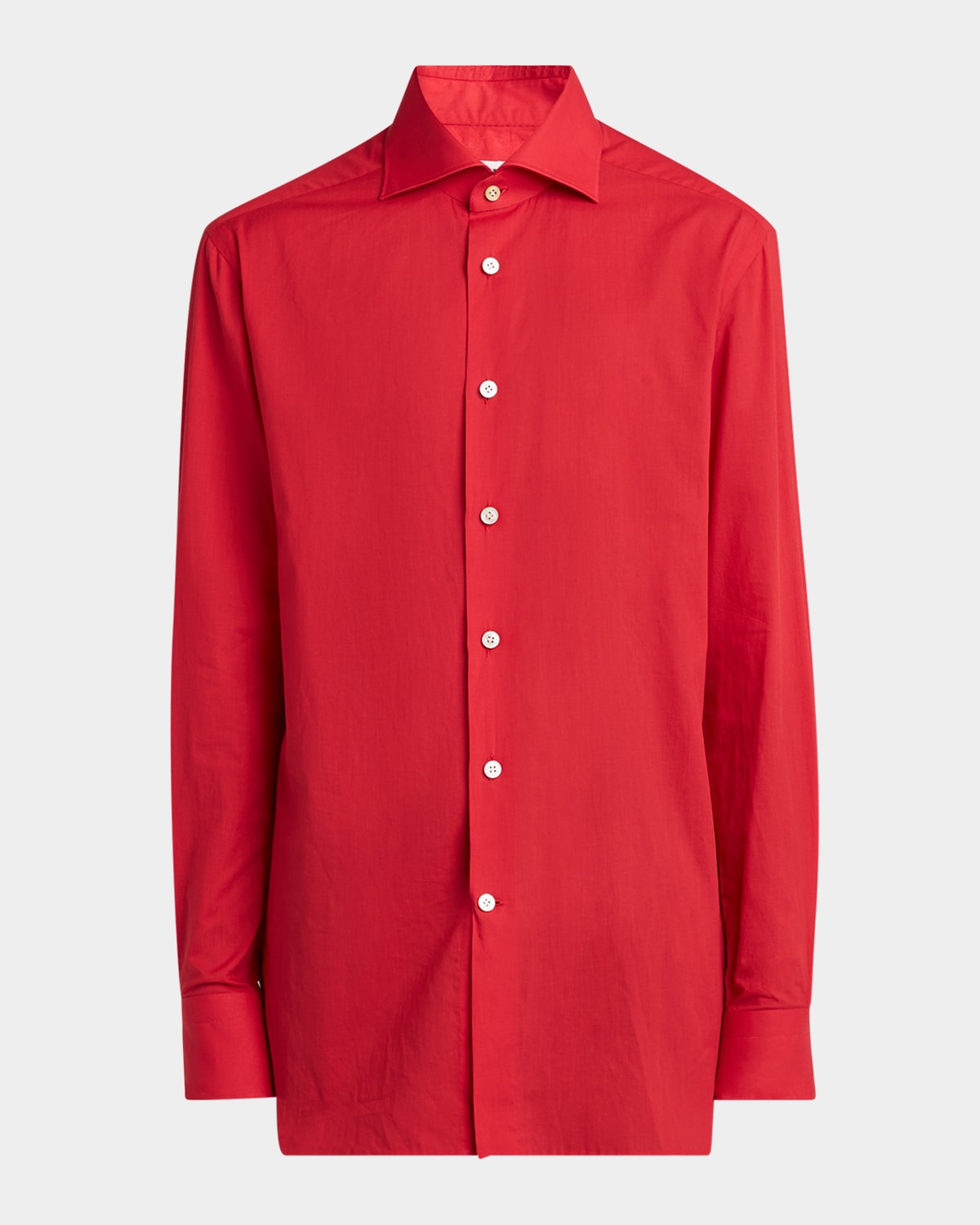 KITON MEN'S SOLID COTTON SPORT SHIRT 