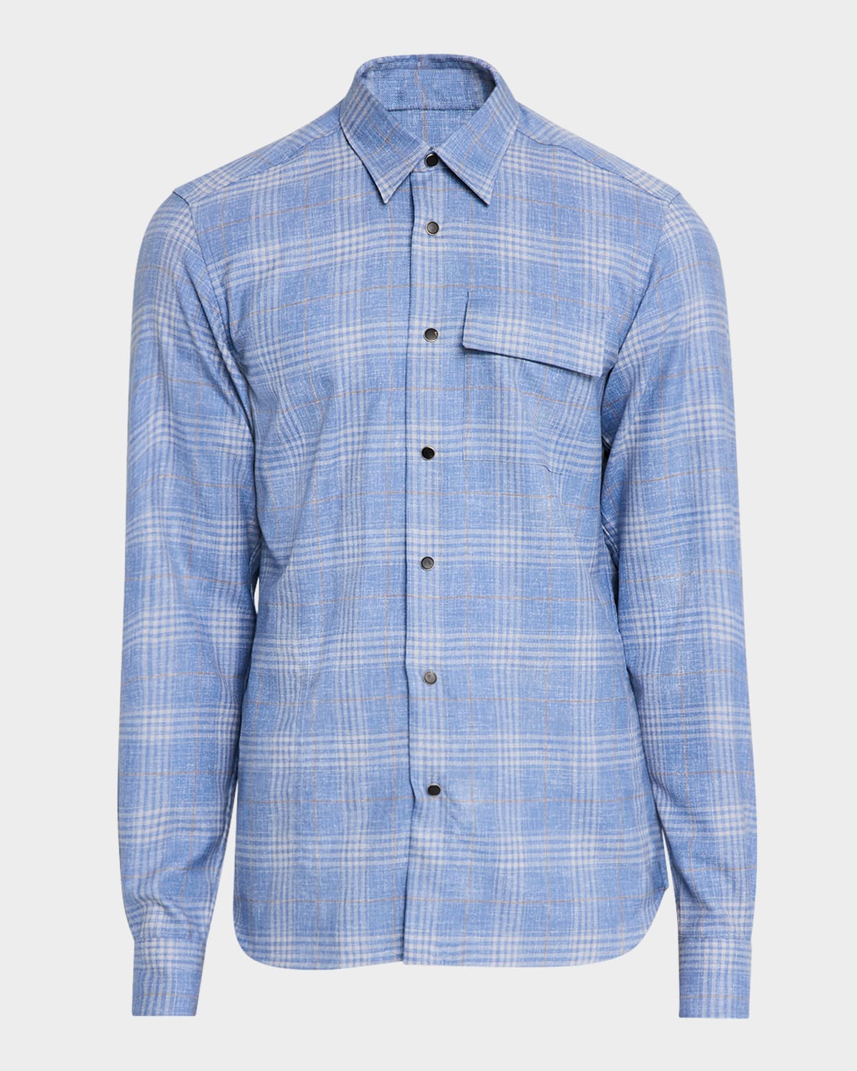 KITON MEN'S WOOL PLAID SNAP-FRONT OVERSHIRT 