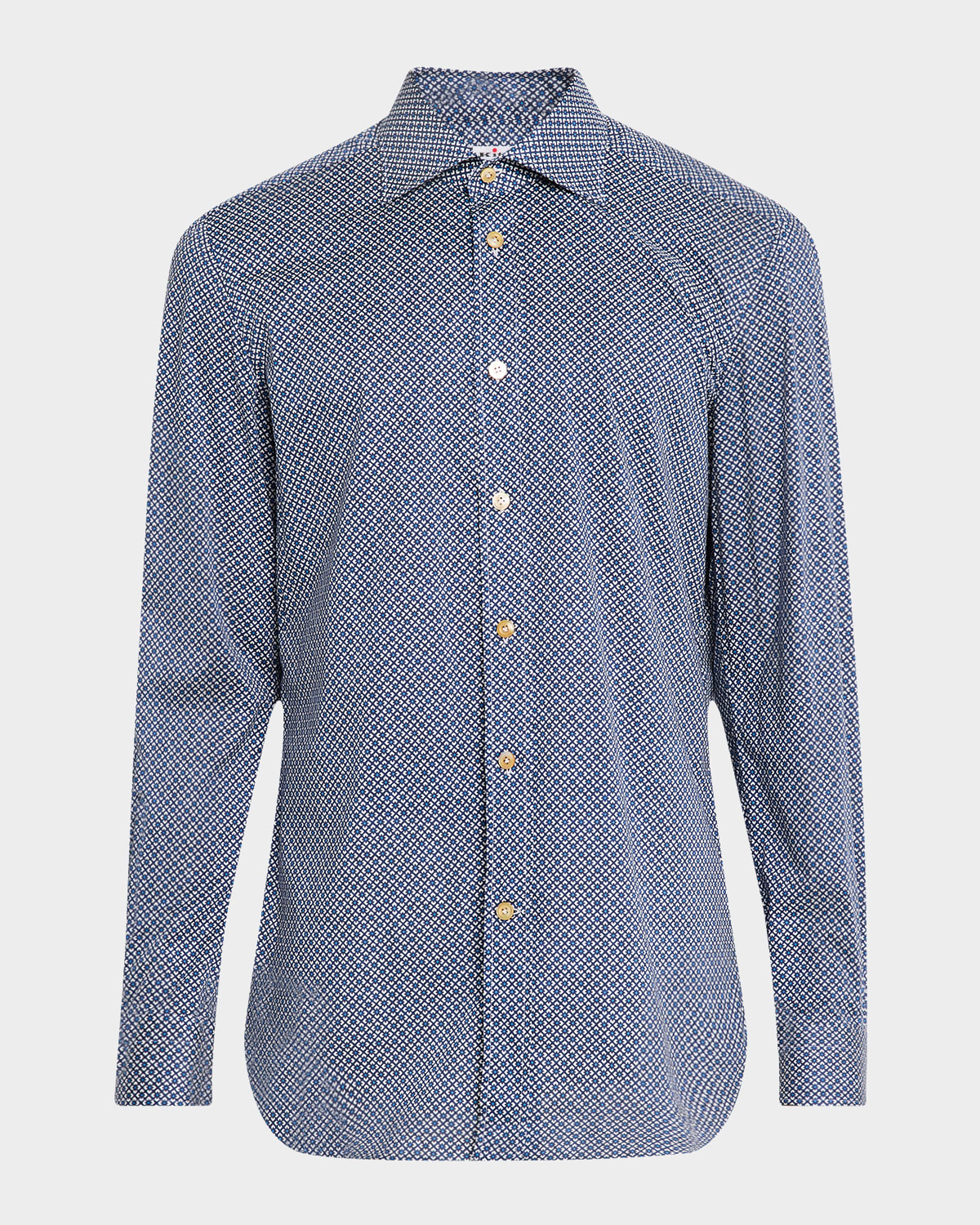KITON MEN'S COTTON GEOMETRIC FLORAL SPORT SHIRT 