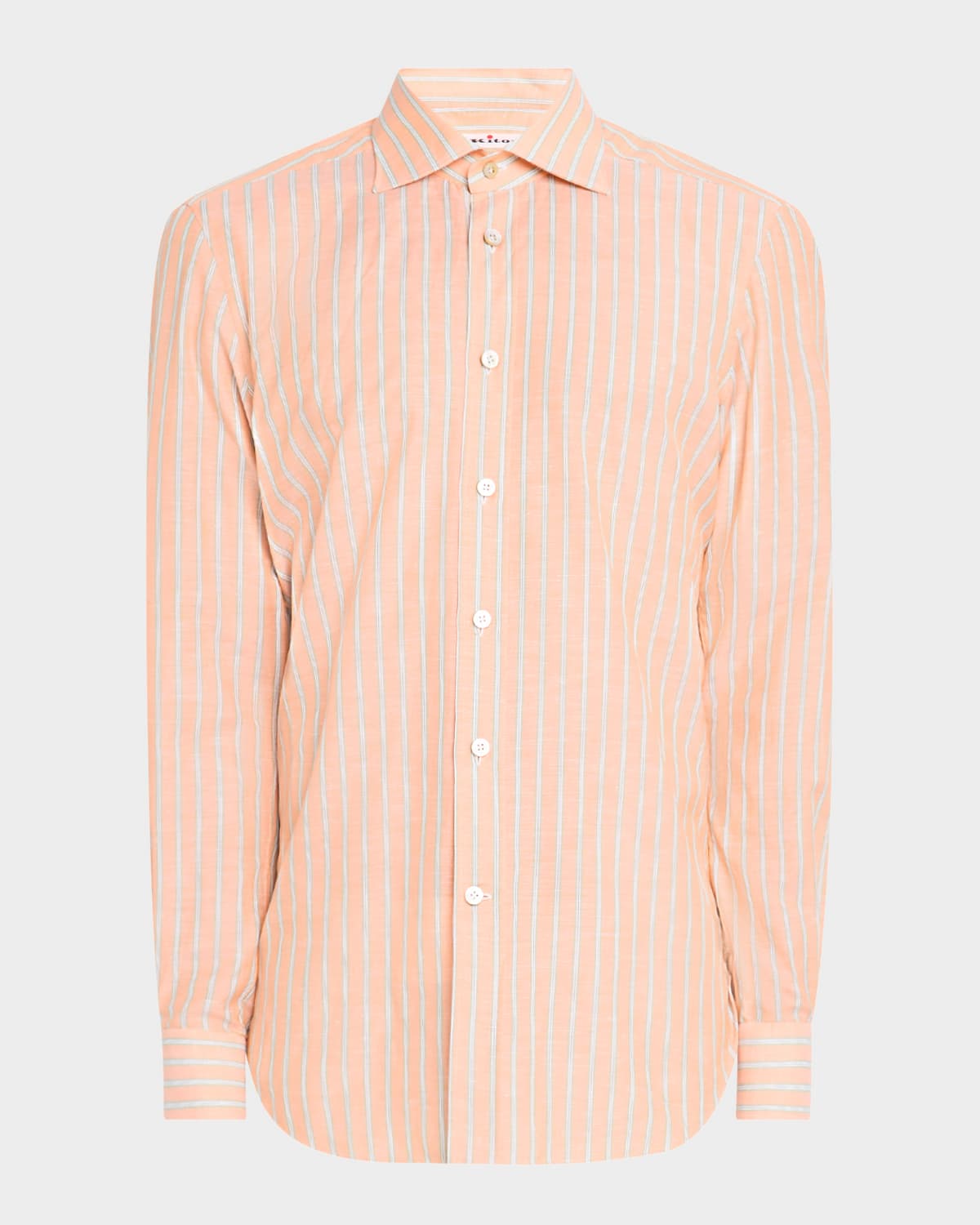 KITON MEN'S STRIPED SPORT SHIRT 