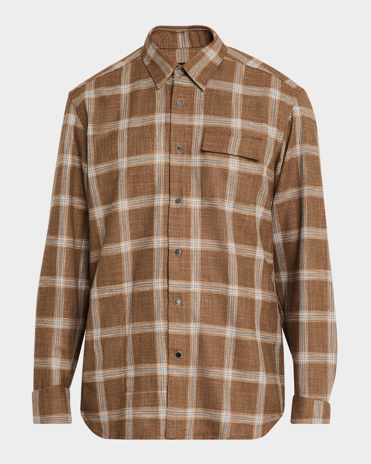 KITON MEN'S WINDOWPANE CHECK CASUAL OVERSHIRT 