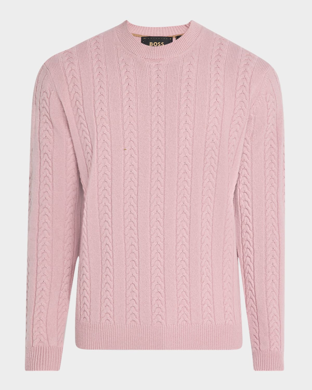 BOSS CAMEL MEN'S ERMISTO WOOL AND CASHMERE CREWNECK SWEATER 