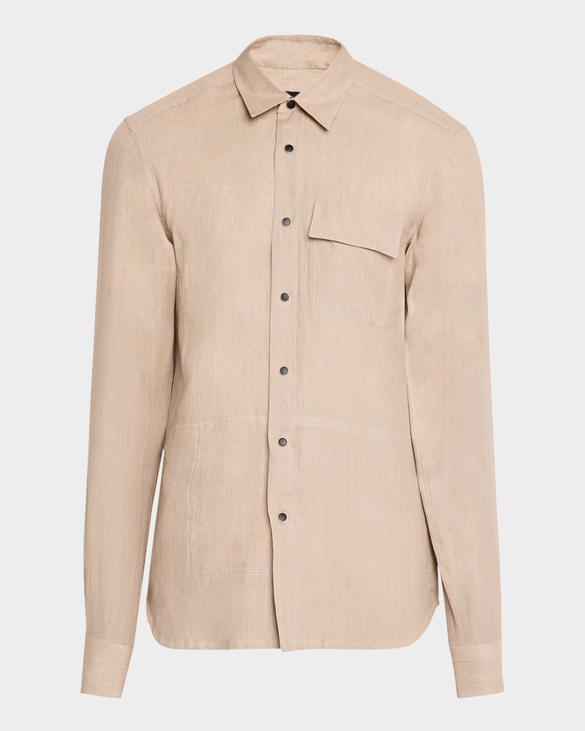 KITON MEN'S LINEN SNAP-FRONT OVERSHIRT 