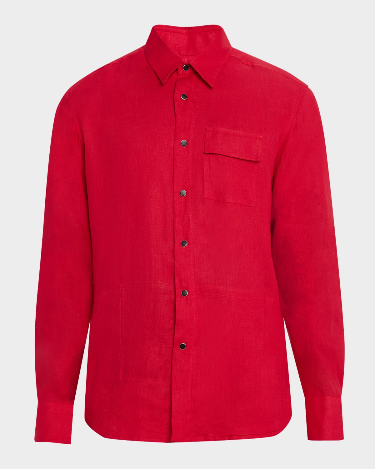 KITON MEN'S LINEN SNAP-FRONT OVERSHIRT 