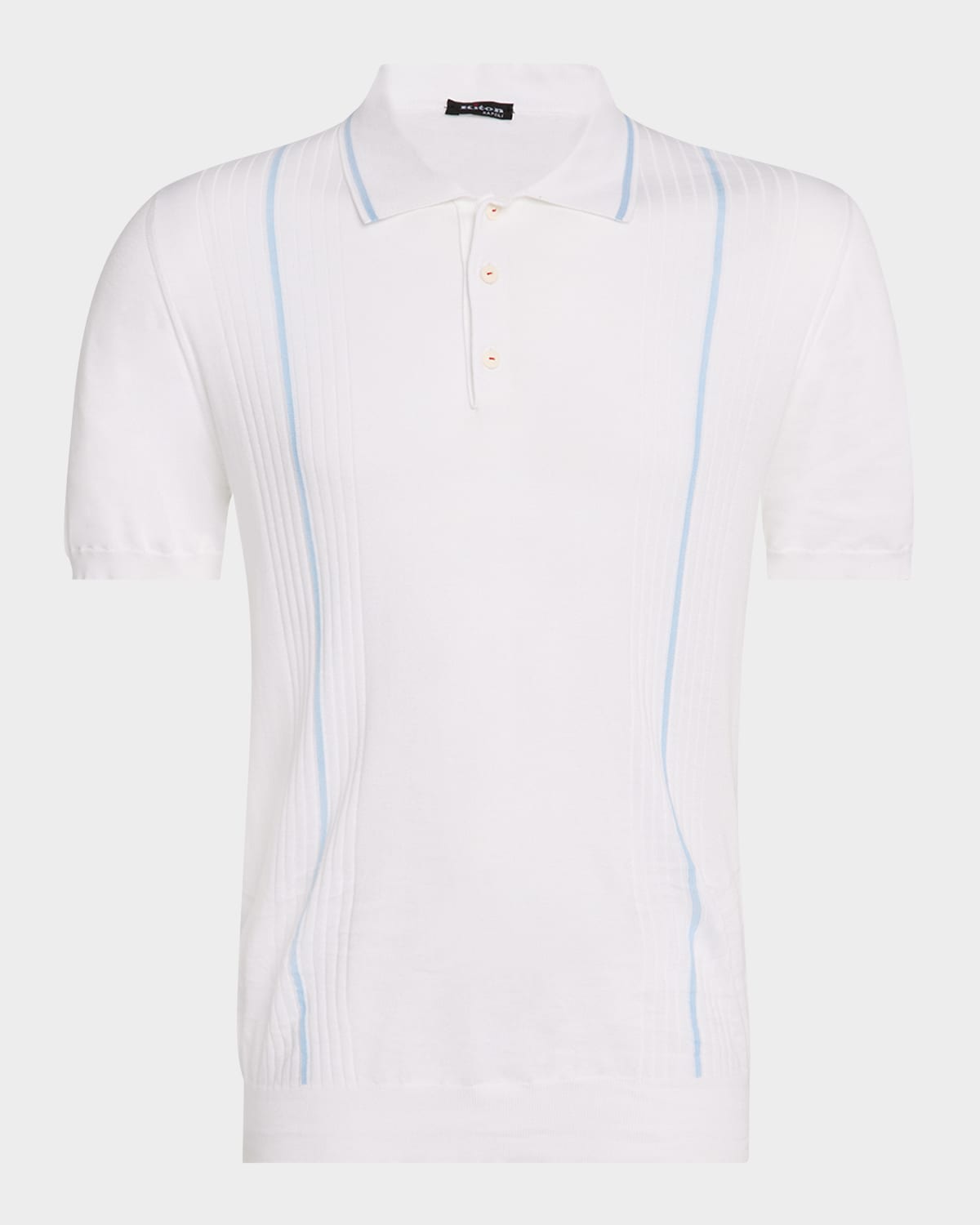 KITON MEN'S TIPPED COTTON SHORT-SLEEVE POLO SWEATER 