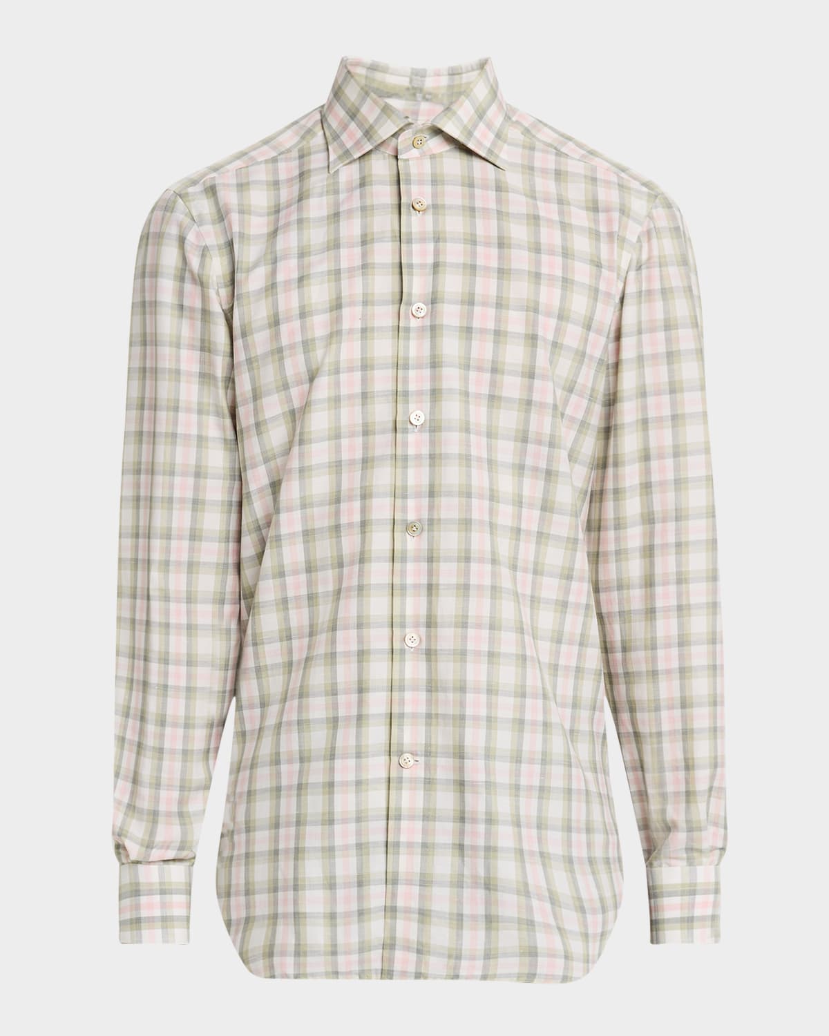 KITON MEN'S COTTON CHECK SPORT SHIRT 