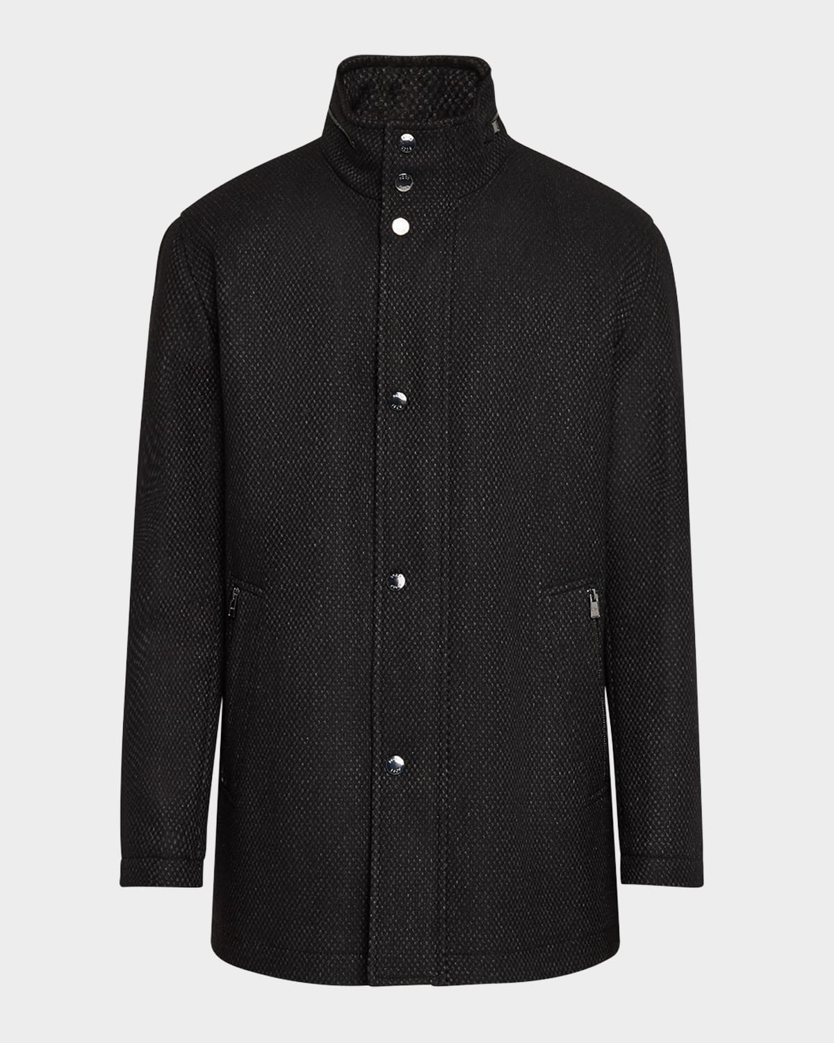 Hugo Boss Men's Camron Herringbone Wool Coat In Black
