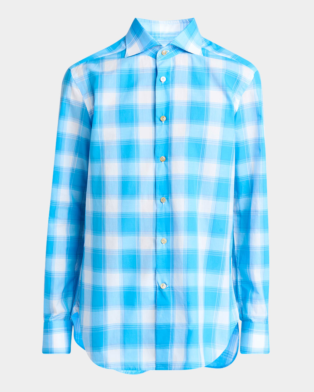 KITON MEN'S COTTON CHECK SPORT SHIRT 