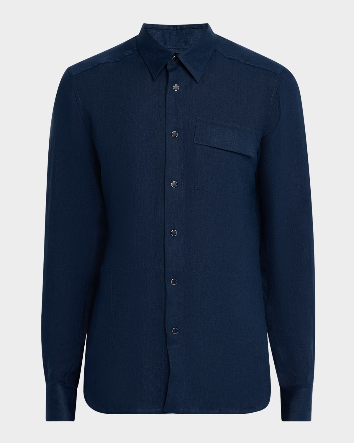 KITON MEN'S LINEN SNAP-FRONT OVERSHIRT 