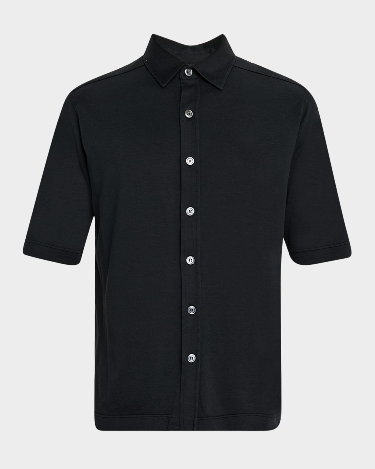 KITON MEN'S SILK AND COTTON SHORT-SLEEVE OVERSHIRT 