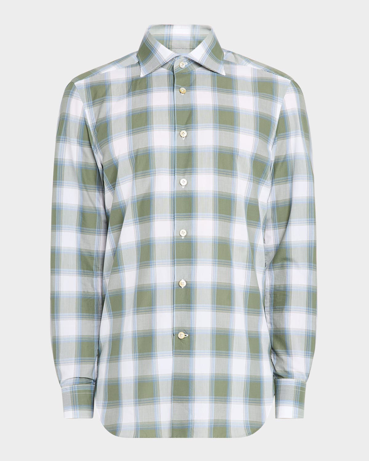 KITON MEN'S LARGE CHECK SPORT SHIRT 