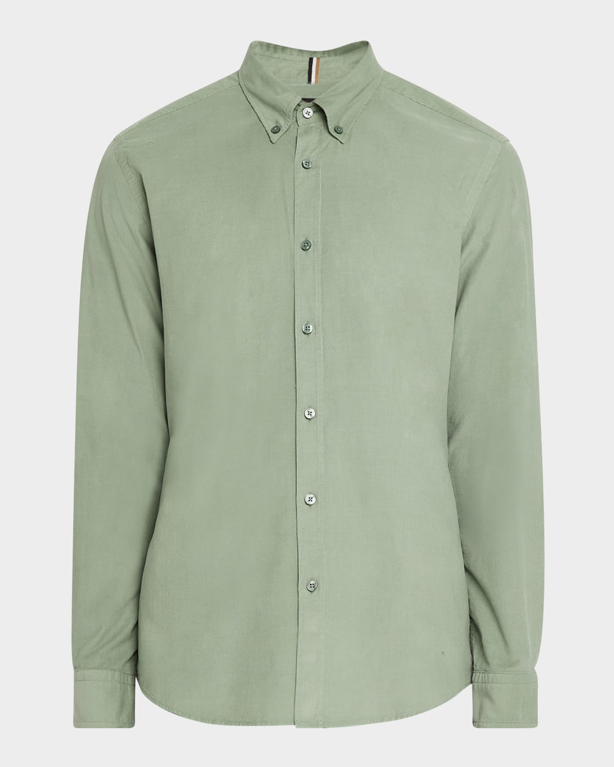 Hugo Boss Boss Liam Solid Cotton Corduroy Button-down Shirt In Pastel Green