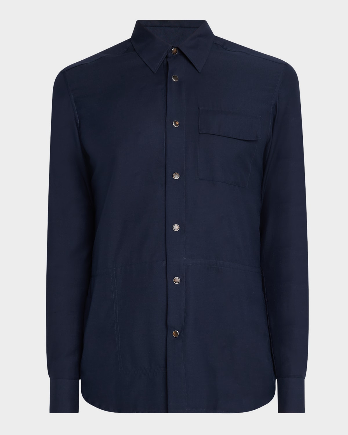 KITON MEN'S COTTON AND SILK SNAP-FRONT OVERSHIRT 