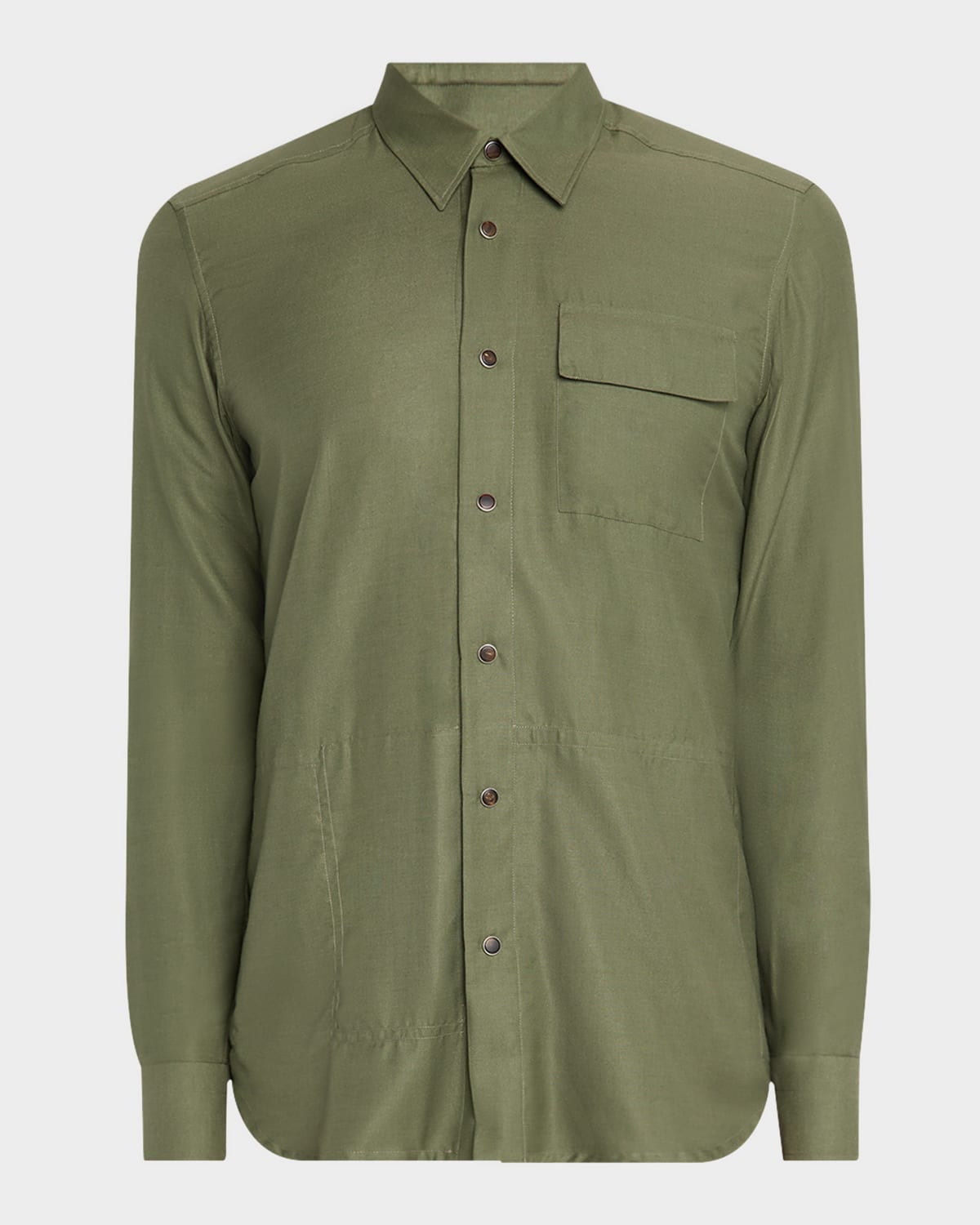KITON MEN'S COTTON AND SILK SNAP-FRONT OVERSHIRT 