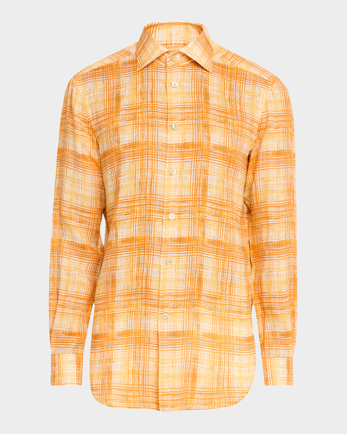 KITON MEN'S COTTON PLAID CASUAL BUTTON-DOWN SHIRT 
