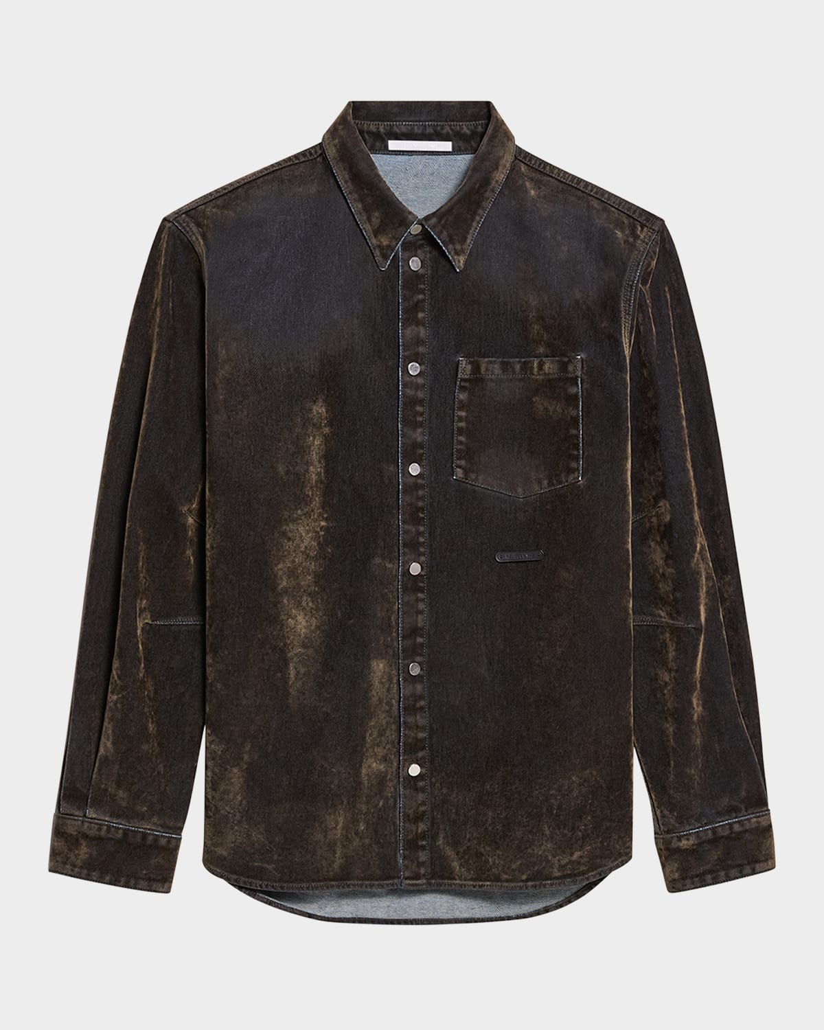 Men's Flocked Denim Curved Shirt