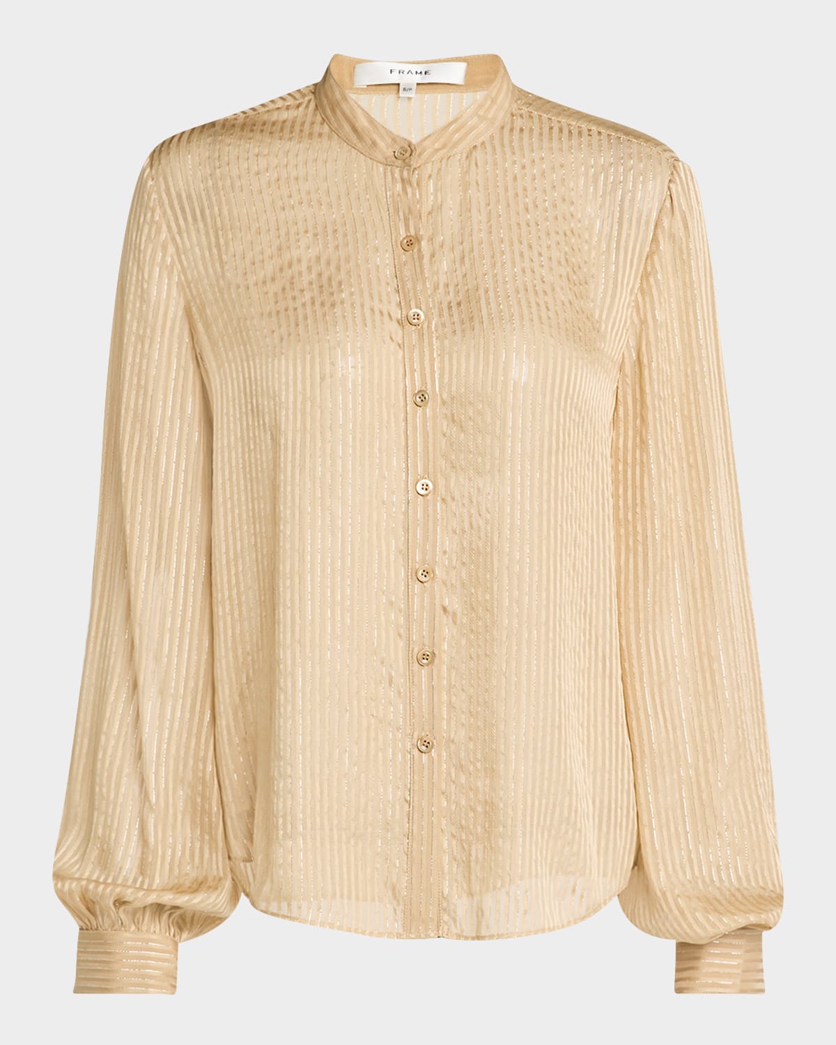 FRAME STRIPE BUTTON-FRONT BLOUSE 
