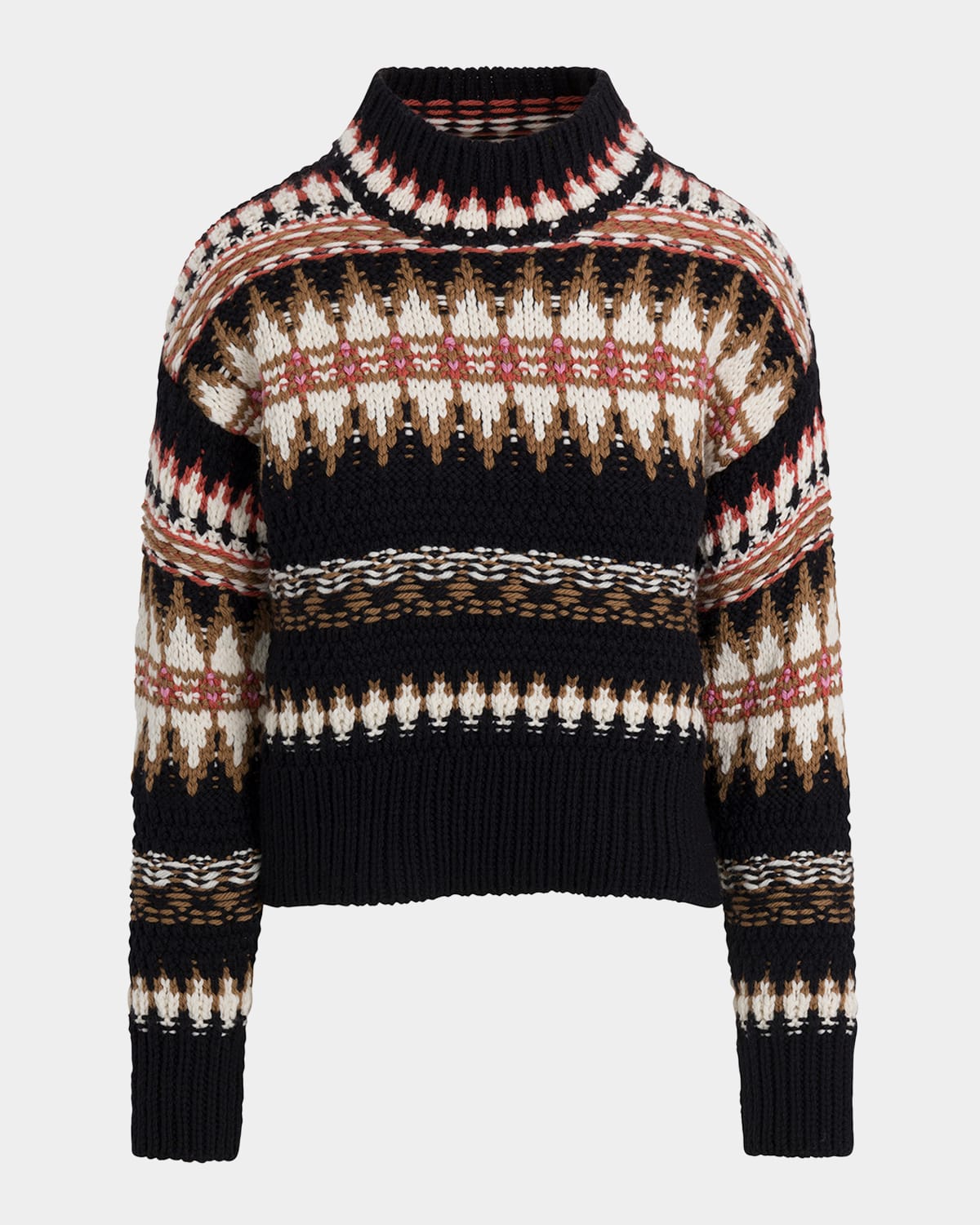 Splendid Henrietta Wool Fair Isle Sweater In Black Mix
