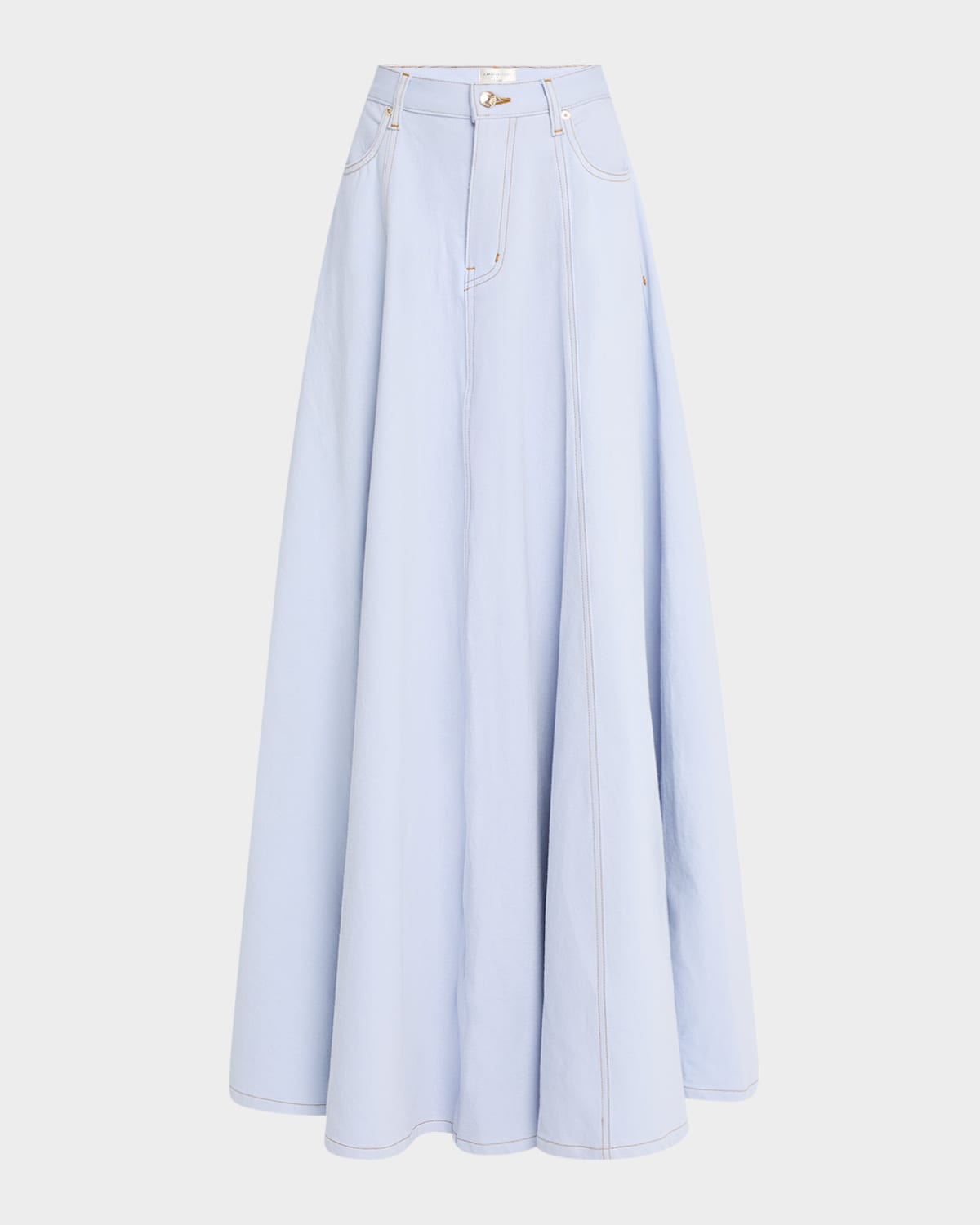 Frame X Carolina Herrera Denim Maxi Skirt In Celeste