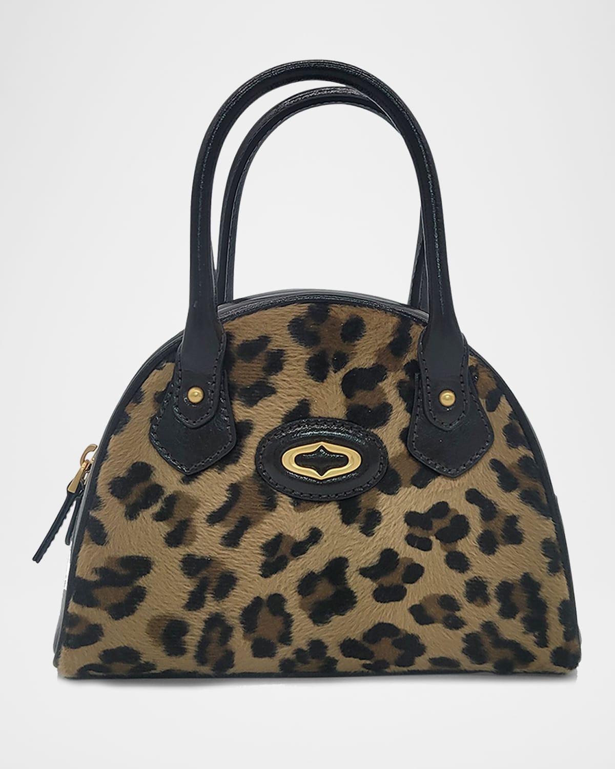 ORYANY BESTIE SMALL LEOPARD FAUX HAIR TOP-HANDLE BAG 