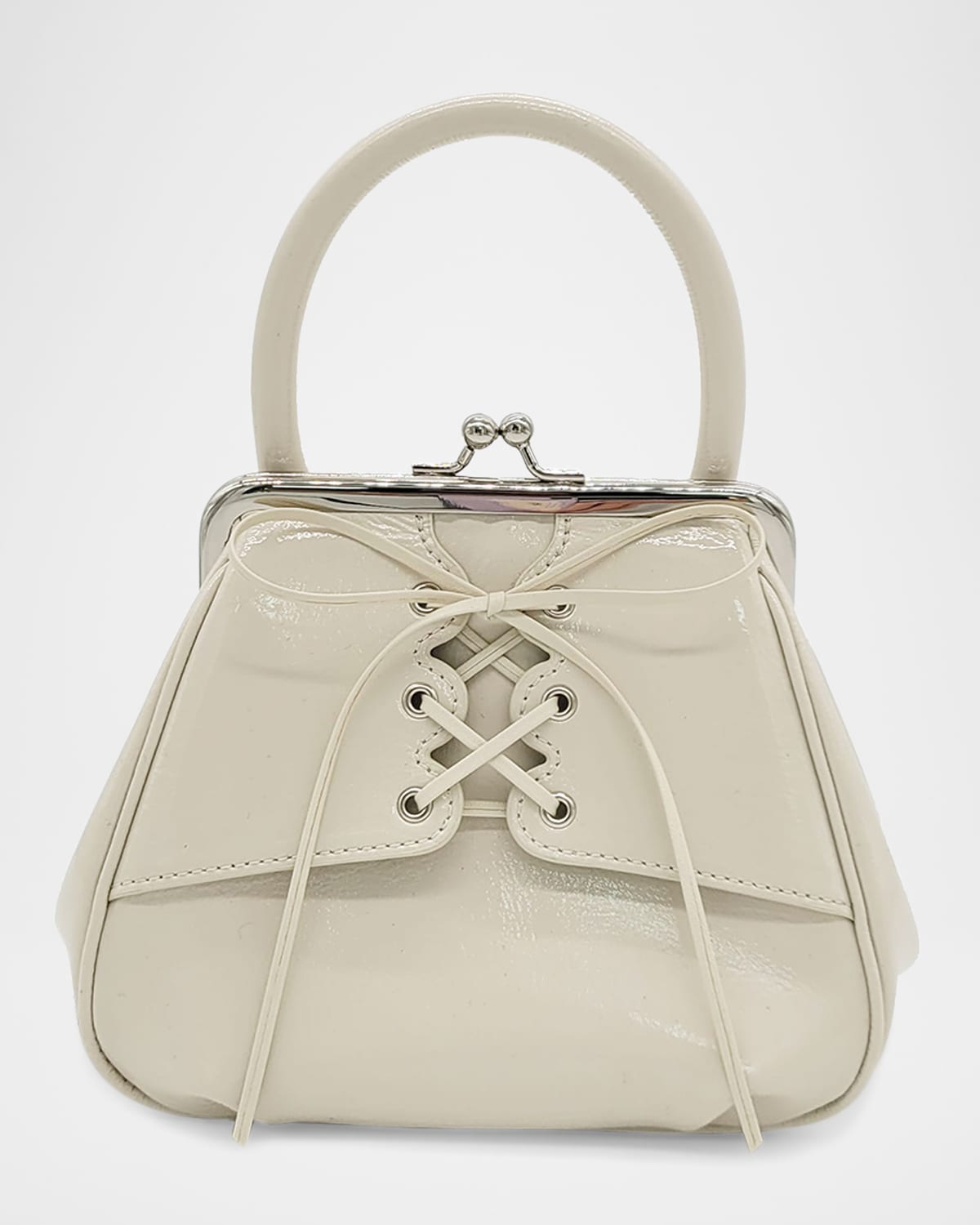 Mini Lace-Up Patent Leather Top-Handle Bag