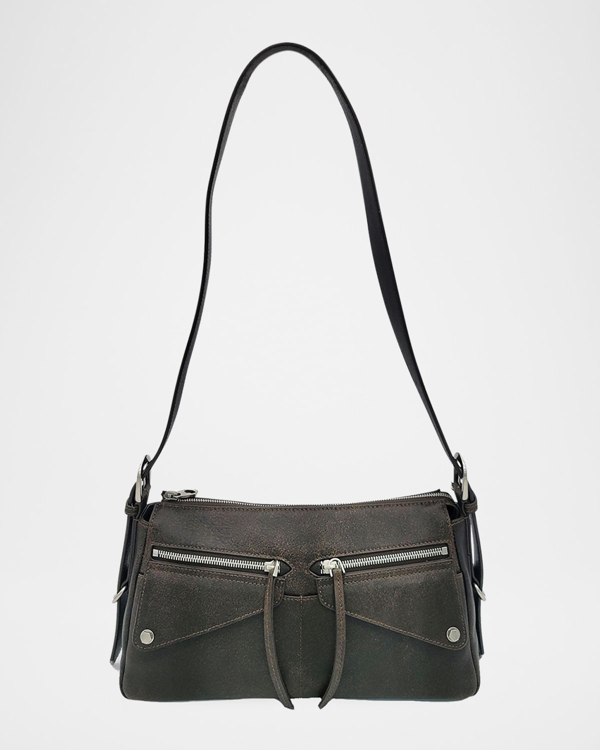 ORYANY MOTO DISTRESSED LEATHER SHOULDER BAG 