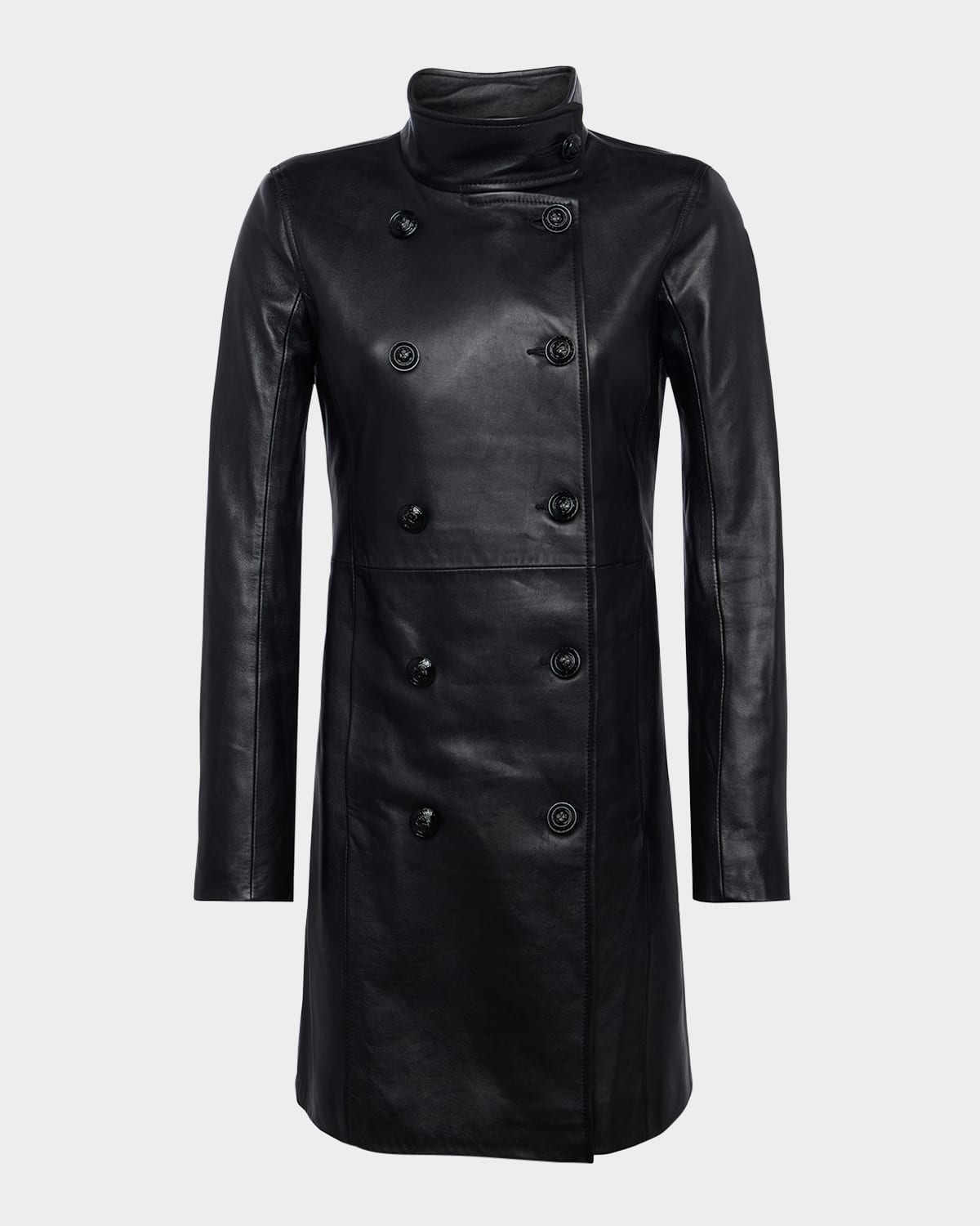 L AGENCE LYON LEATHER MILITARY COAT 