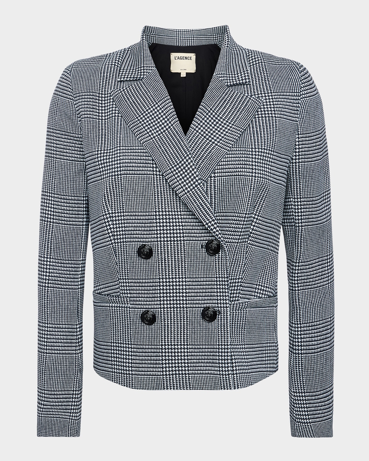 L AGENCE ATMORE HOUNDSTOOTH DOUBLE-BREASTED BLAZER 