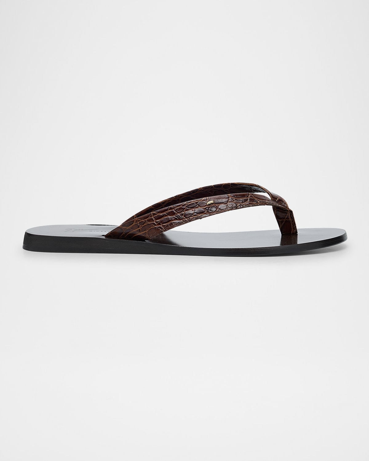 Giuseppe Zanotti Men's Hally 10 Croc-effect Leather Flip Flops In Cuoio
