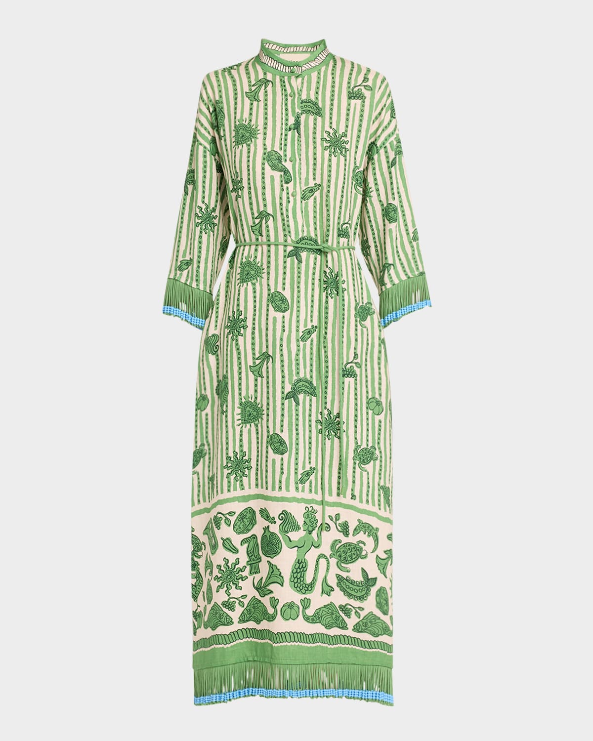 Shop Alemais Lula Beaded Fringe-trim Shirtdress In Stripe